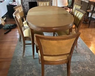 Vintage Hollywood Regency Dining Table & Six Chairs