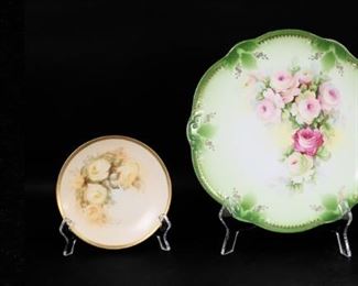         16	5 Continental Porcelain Plates & Serving Pieces	5 pieces continental porcelain. Round platter with gilt rim and floral decoration, 12"-diameter; Rosenthal Pensee flow blue portrait plate, 10"-diameter; O & EG Austria plate with gilt rim and floral decoration, 8 3/4"-diameter; Thomas Bavaria bread and butter plate with floral decoration and gilt rim, 6 5/8"-diameter; 3 section handled serving dish with gilt rim and floral decoration, 12 1/2"-diameter.
