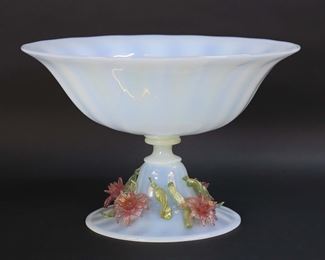         19	Murano Venetian Glass Centerpiece	"Italian hand blown footed centerpiece with lamp work flowers. 10"" Tall 15"" Diameter

"
