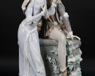        140	Lladro Porcelain Figure Group Lovers From Verona	Lladro porcelain figure group 1250, Lovers From Verona. Blue Lladro mark to the underside. 15 3/8"H

