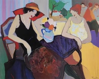        160	Itzchak Tarkay Print Relationship	Itzchak Tarkay (Israel, 1931-2012). Print portrait of two women, Relationship. Signed in the plate lower right. 23 1/2" x 31 7/8" (with frame 36" x 44 1/2").
