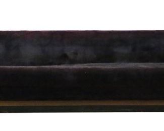        215	Adrian Pearsall Style Mid Century Platform Sofa	"Mid Century Modern platform sofa in the style of  Adrian Pearsall (Trumansburg, NY, 1925-2011). 20th century. Veneered and black painted pressboard platform base supporting purple sofa. As is, with fading and wear throughout upholstery of sofa. Staining to wood tops of left and right sides of platform.  Zipper on sofa cushion is broken and does not zip. Scratches, scuffs, chips and losses to veneer and pressboard throughout length and corners of platform base. Platform is in two pieces joined together by 8 screws which are provided with the lot. 

162 1/2"" W x 31 1/4"" D x 28 1/4"" H. Sofa and platform weighs over 250 lbs."
