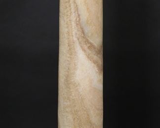        291	Tuscan Column Marble Pedestal	"Tuscan column form veined marble or onyx pedestal or sculpture plinth. Capital of column lifts off. Scratches, scuffs and fleabites throughout top of column. Chips, marks, and losses throughout base of column. Chips and line to marble where capital meets shaft. 

39 7/8"" H x 13 1/4"" diameter of base. 176 lbs."
