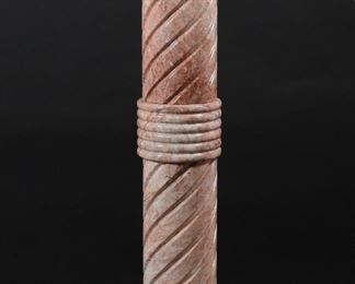        294	Neoclassical Style Rose Marble Pedestal	"Neoclassical style pedestal or sculpture plinth. Doric form capital, rose colored marble, shaft in spiral form on octagonal base. Top is removable. Chips to marble on octagonal base. 

11"" W x 11"" D x 40"" H. 100 lbs."
