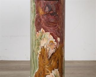       296	Italian Style Green Onyx Sculpture Pedestal	"Italian style green onyx sculpture pedestal. In five pieces. Main column is hollow. Scratches and scuffs to top of pedestal. Crack and repair to onyx on molding directly below top. 

13 1/4"" W x 13 1/8"" D x 31"" H. 131 lbs."
