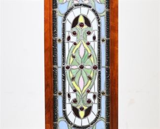        302	Design Toscano Beaux Arts Style Pedestal	"Beaux Arts style pedestal produced by Design Toscano. 21st century. Carved wood, inset marble top, stained glass front. Illumination has been tested and does not work. Small chip to marble on corner. Light scuffs and wear throughout wood of pedestal. 

10 1/4"" W x 10/14"" D x 28 1/8"" H. 22 lbs."
