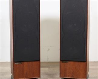        400	Pair of Mordaunt-Short MS 500 Gold Tower Speakers	"Pair of Mordaunt-Short MS 500 Gold tower speakers. British, 20th century. Mordaunt-Short tag on front of each speaker below mesh cover. MS 500 labels on back of each speaker. Serial number ""191653"" on back of both speakers. Scratches and scuffs to wood on left and right sides of both speakers. Small chip and loss to wood on back right edge of one speaker. Audio has not been tested. 

10 1/4"" W x 11 1/4"" D x 32 1/2"" H. Each speaker weighs 32 lbs."
