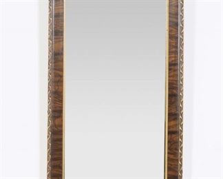        415	Waltham Art Deco Wall Clock Mirror	"Waltham Art Deco wall clock mirror. Early 20th century. Burlwood frame containing trumeau form mirror and clock. Desilvering and scuffs to mirror. Scuffs and wear to glass on face of clock. 

11 5/8"" x 47"""
