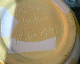 Rachel Cohen 1998 yellow and blue bowl