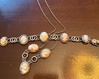 Cameo Necklace & Earrings