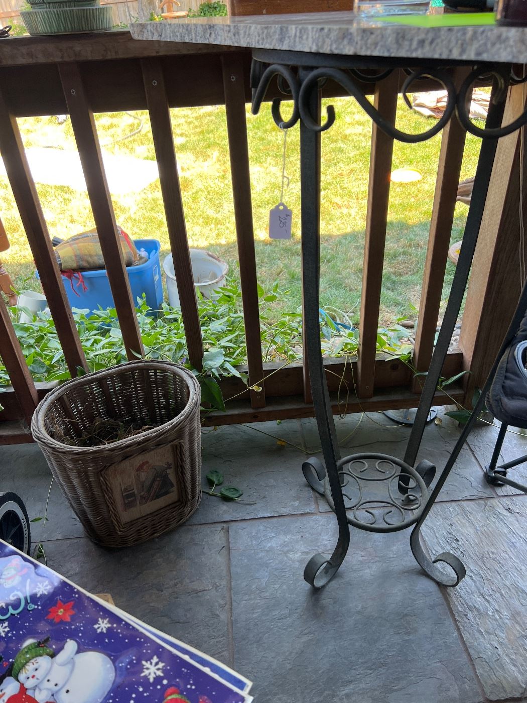 Iron table stand with granite top