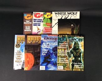 In Print: The Gamer, No. 1, 2, 5; White Wolf, Inc.: White Wolf Magazine, No. 30, 41, 48; Dungeon Adventures: Dungeon, Issue 76 and 85
