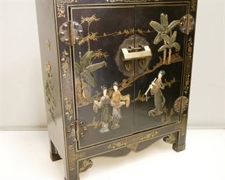 Asian Style Black Lacquered Cabinet 