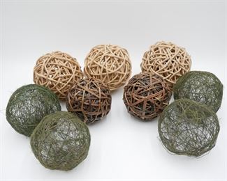 Mixed Textured Decorative Orbs (Total of 9) 