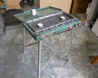 Coleman Electronic Ignition Propane Stove & Folding High Stand 