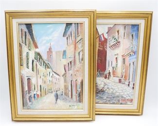 Framed Original Oil Paintings on Canvas by Robinson (Set of 2) 