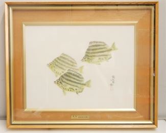 Striped Fish Art in Shadowbox Frame 1974 