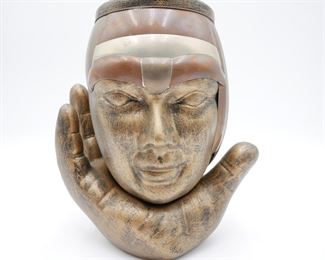 Sculpted Head in Hand Container 