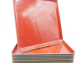 Square Lacquered Red Trays (Set of 9) 