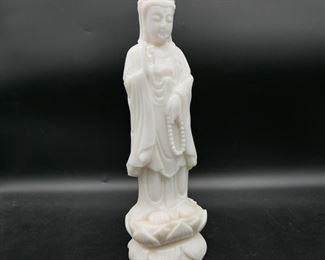 White Stone Quan Yin Sculpture 