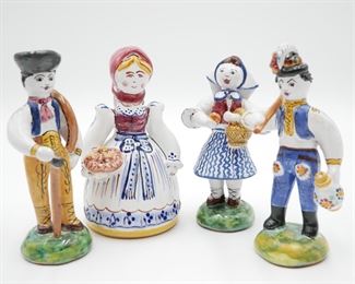 Hand Made Painted Ceramic Figurines (Set of 4) 