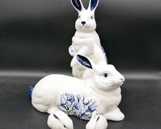 Crazed Ceramic Rabbits (Set of 4) 