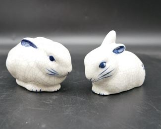 Crazed Ceramic Rabbits (Set of 4) 