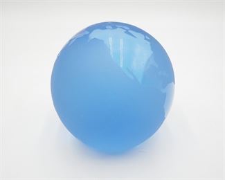 Frosted Blue Glass Globe Paperweight 