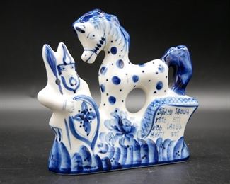 Blue & White Handmade Ceramic Sculpture 