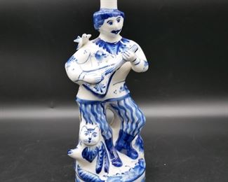 Blue & White Ceramic Sculpture Bottle 