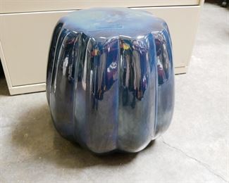Navy Blue Glazed Ceramic Garden Stool 
