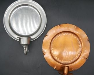 Pewter and Copper Wall Mounted Candleholders 