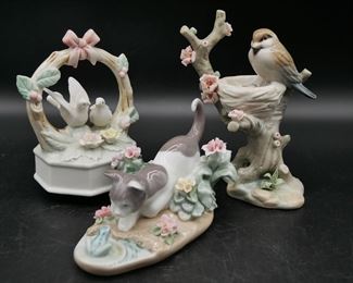 Two Lladro Porcelain Sculptures and Music Box Bundle 