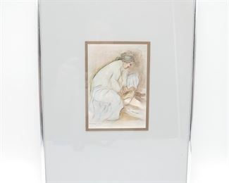 "Woman Grinding Corn" Framed Art Print by R.C. Gorman 