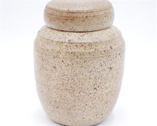 Speckled Gray Stoneware Jar w/Lid 