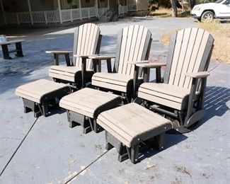 LuxCraft Swivel Adirondack Poly Glider Chair w/Glider Footrest 