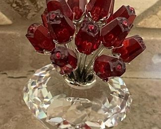 Swarovski Crystal Red Rose Bouquet Arrangement