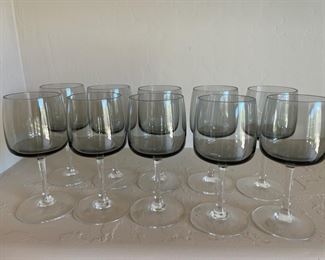 10 Smokey Grey Stemmed Glasses