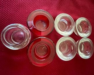 Clear Red Colored Candle Holders
