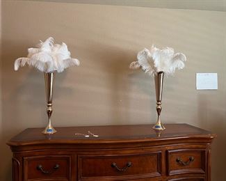 Tall feather centerpieces