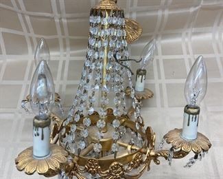 LOT 004- Unmarked Hollywood regency chandelier in the style of Swarovski circa 1960 22in tall 15in wide. was $375***SALE $225