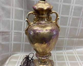 LOT 008- Decorative gold and floral lamp 21in tall was $25***SALE $15