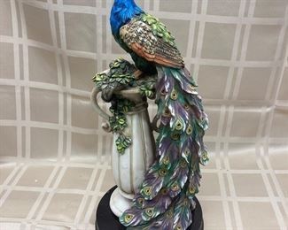 LOT 011- Toscano resin peacock 18.5 inches tall was $75***SALE $35