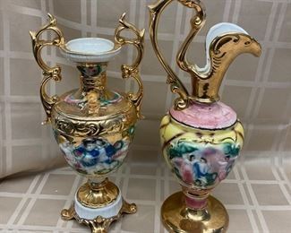 LOT 015- Pair of decorative urns approx. 15 in tall was $25***SALE $15
