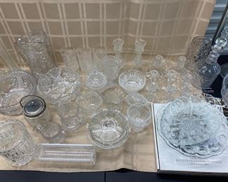 LOT 016- Huge lot of crystal, cut glass, pressed glass and clear glass. Aprrox. 50 pieces was $325***SALE $150