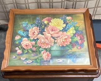 LOT#45-Vintage framed floral print 22in by 18in $25