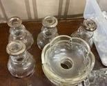 LOT#35- Cut glass candelabra 20 in tall with some minor chips and one missing candle holder $225