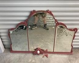 LOT#42- Damaged pink tri mirror 50in by 36in $25
