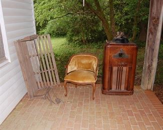 Porch Swing and gutted radio
