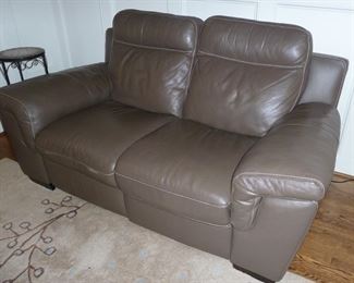 double recliner leather love seat